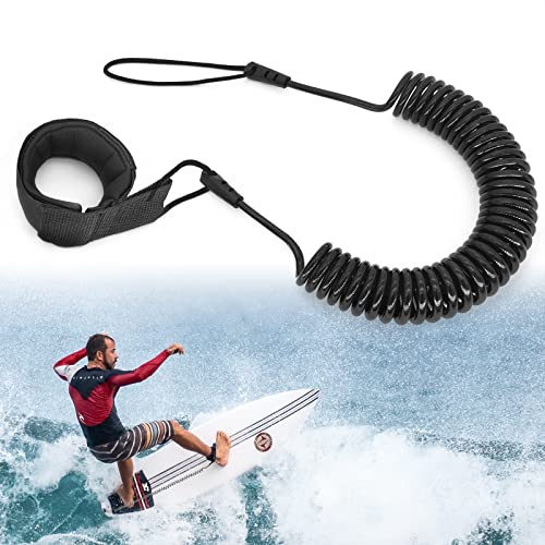 JEEZAO Surfboard Leash,TPU Paddle Leash mit Sicherheit Fußschlaufe für Stand Up Paddle SUP Board Surfbrett 10 Füße (Schwarz)