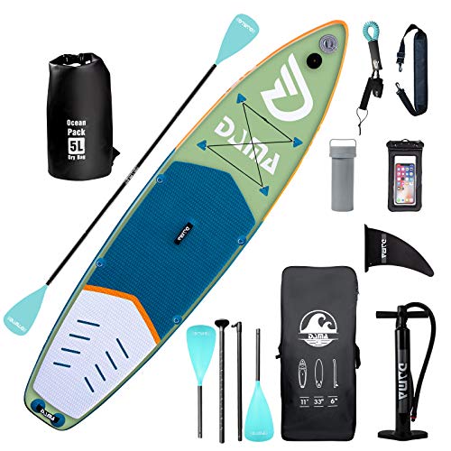 DAMA Inflatable Stand up Paddle Board (11'*33''*6'),Floating 4 pcs Kayak Paddle,Drop Stitch PVC,Traveling Board,Hand Pump,Leash,Shoulder Strap,for Surfing or Padding Adult Yoga …