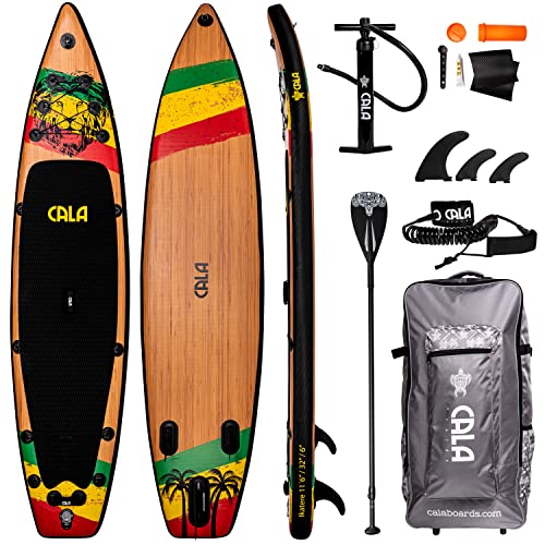 CALA Ikatere Stand Up Paddling Board Set, i-SUP aufblasbar, Robustes Surfboard mit Seegras-Anteil inkl. Carbon...