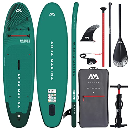 Aqua Marina Breeze Aufblasbares Stand Up Paddle Board (iSUP) Paket, 300 cm Länge, Grün
