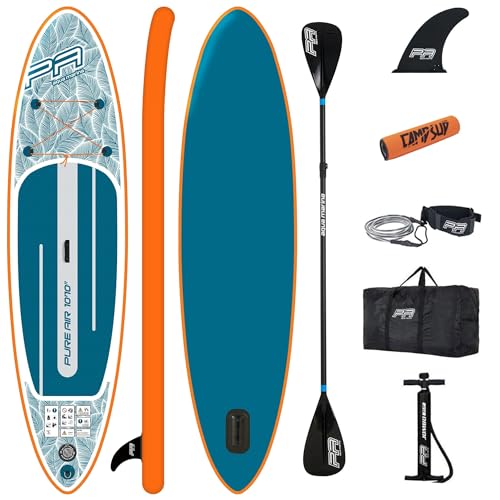 Campsup SUP Aqua Marina Pure AIR 10'10' Floater Aufblasbares Stand Up Paddle Board | 330x81x15 cm | Surfboard für Einsteiger & Fortgeschrittene mit zubehör | Tragkraft bis 145 Kg
