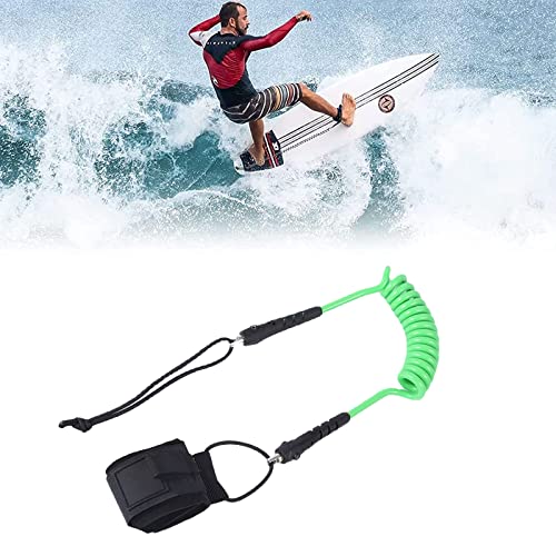 TMRBBesty Surfboard Leash Sup, Surfing Foot Rope, Stehendes Fußgelenk mit Bein Seil-Sicherheitsseil, 5.5 MM, Farbe ist Grün, Wakeboard-Zubehör, Feder einziehbar, Surfboard Coiled Leash Foot Loop