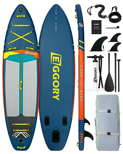 Stand Up Paddling Board Inflatable SUP Board Set, 335*86*15cm, Load Capacity 170kg, Cam Holder, 3 Fins, Adjustable Double Paddle, Complete Accessories, Inflatable Surfboard for Fishing Enthusiasts