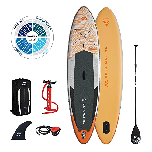 Aqua Marina , Unisex Adult - 3.4m/15cm, Magma Advanced All Around iSUP 3 4m 15cm with paddle and safety leash, Orange, 340 x 84 15 cm EU