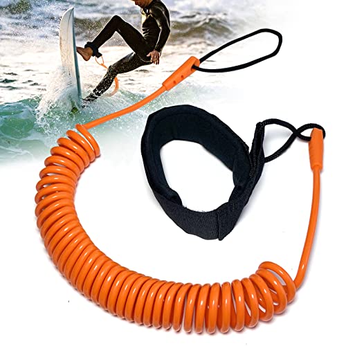 Senbaler 10 Füße Surf Leash,SUP Kajak Sicherheitsleine,Coiled Fußschlaufe Einziehbares für Surfbretter,Stand Up Paddle Board (Orange)