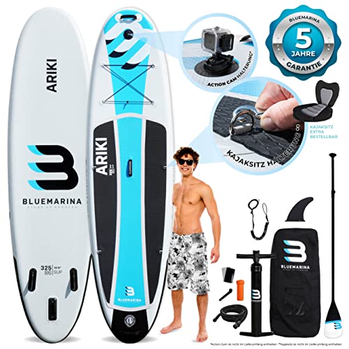 Bluemarina Stand Up Paddle Board aufblasbar Ariki | 𝟓 𝐉𝐀𝐇𝐑𝐄 𝐆𝐀𝐑𝐀𝐍𝐓𝐈𝐄 - 140 kg Tragkraft - 325x86x15 cm - Stand Up Paddling Set - Aufblasbares SUP Board - Surfbrett (Ariki 325x86x15cm)