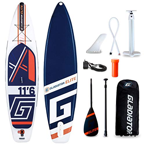 Gladiator Elite 11'6 SUP Stand Up Paddle Board – Premium-Paket inklusive Paddel, Tasche, Pumpe und Flosse Aufblasbar Sup