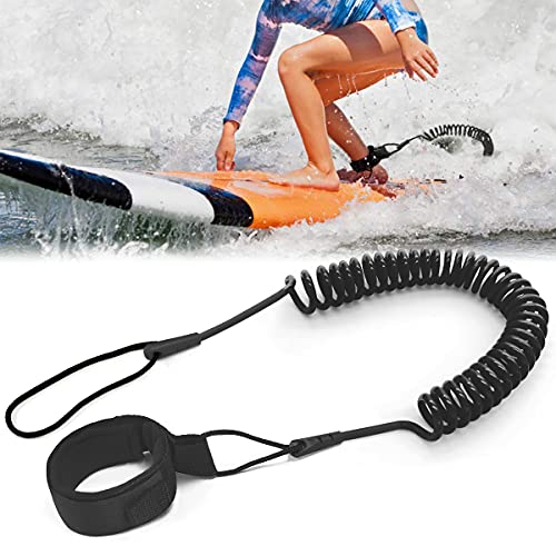 Tusenpy 10 ft Surf Leash,Einziehbares Surfboard Leash,Sicherheitsleine Surfbrett Fußseil für Stand Up Paddle Board (Schwarz)