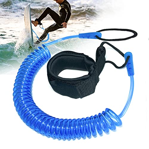 10 Füße Surf Leash,SUP Kajak Sicherheitsleine,Coiled Fußschlaufe Einziehbares für Surfbretter,Stand Up Paddle Board (Blau)