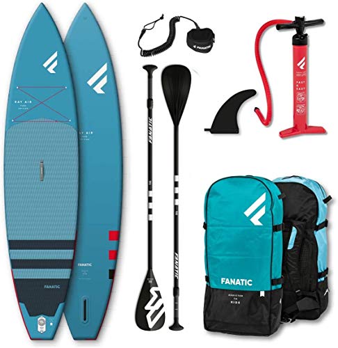 Fanatic Ray Air Touring Inflatable SUP 11.6 Stand up Paddle Board mit Pure Paddel