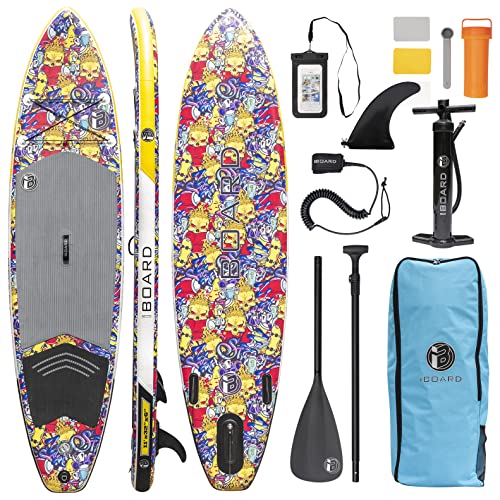 iBOARD Aufblasbares Paddelboard | SUP Board Stand Up Paddle Board | 11’×32’’×6’’ dick | Alle Accessoires im Inneren (Farbe 11’)