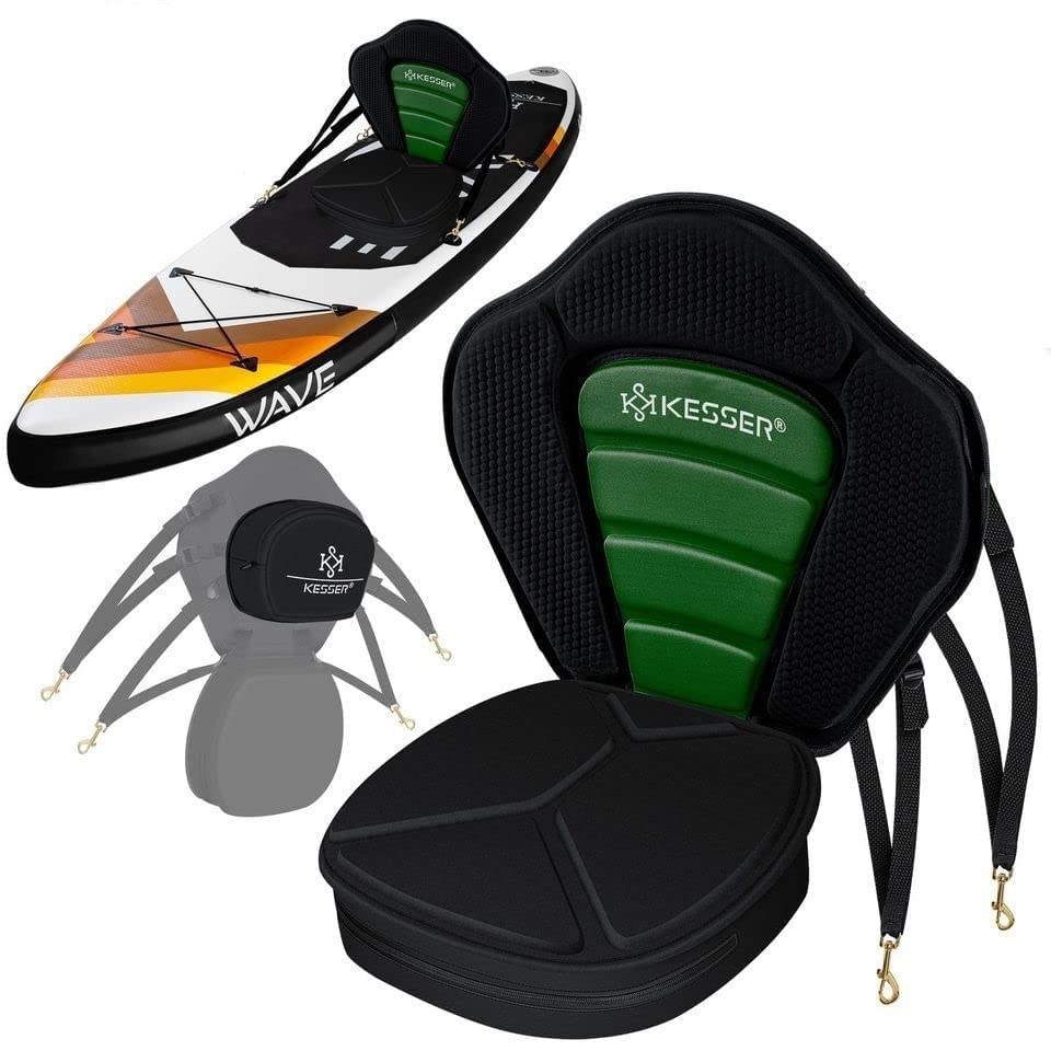 KESSER® Kajak-Sitz Premium für SUP Board Stand Up Paddle Surfboard Sitz - Inkl. Mit Tasche - SUP Paddling Paddelboards Gepolsterte Sitz 32x38cm, Rückenlehne 51x45cm schnell und einfach montiert